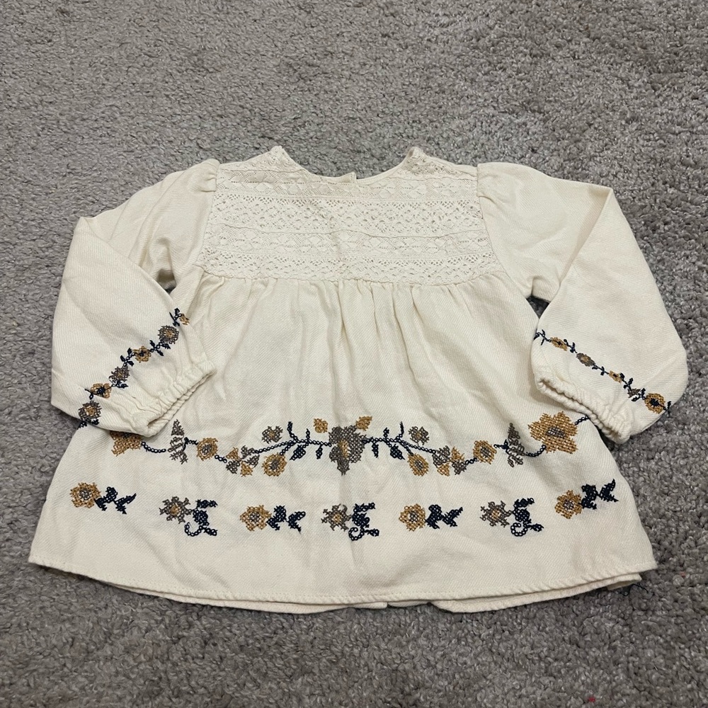 Zara Baby Ivory Embroidered Top Size 2-3T